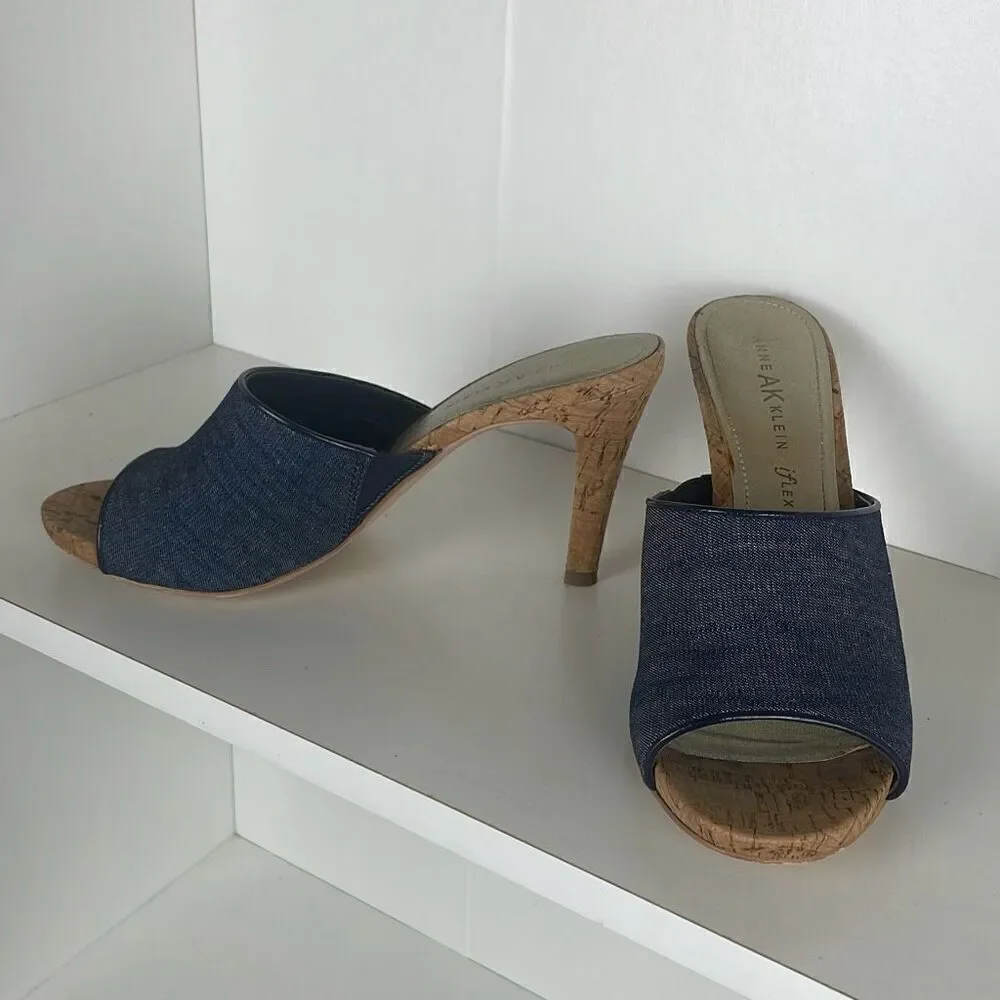 Anne Klein Ohno Denim Mule Sandals 8
